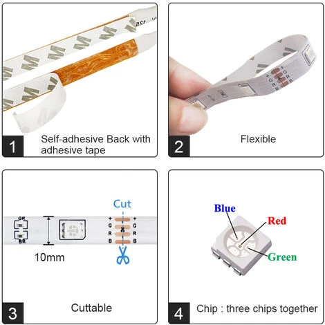 Striscia LED, Graffiti WIFI + Telecomando A 24 Tasti, Sincronizzato Con Il Ritmo Della Musica, Striscia LED Per Camera Da Letto, Matrimonio, Festa, Cucina, 5050 10m 600 Luci/m, Non Impermeabile. 5 Striscia LED, Graffiti WIFI + Telecomando A 24 Tasti, Sincronizzato Con Il Ritmo Della Musica, Striscia LED Per Camera Da Letto, Matrimonio, Festa, Cucina, 5050 10m 600 Luci/m, Non Impermeabile. - immagine 3