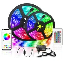 Striscia LED, Controller WIFI + 24 Tasti, Sincronizzato Con Ritmo Musicale, Striscia LED Per Camera Da Letto, Festa, Cucina, 5050 Non Impermeabile 10 M