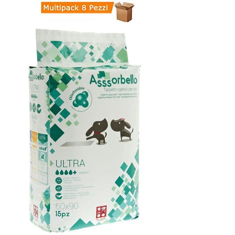 Ferribiella Multipack 8 Confezioni Da 15 Pezzi Assorbello Tappetini Igenici ultra Per Cani 60x90 3 Ferribiella Multipack 8 Confezioni Da 15 Pezzi Assorbello Tappetini Igenici ultra Per Cani 60x90
