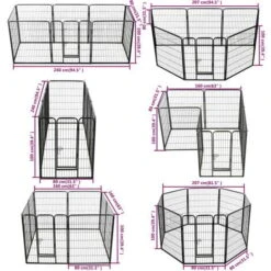 Box Per Cani Con 8 Pannelli In Acciaio 80x100 Cm Nero VidaXL -Cibi per cani in Italia 10329520 3