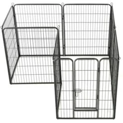 Box Per Cani Con 8 Pannelli In Acciaio 80x100 Cm Nero VidaXL -Cibi per cani in Italia 10329520 4