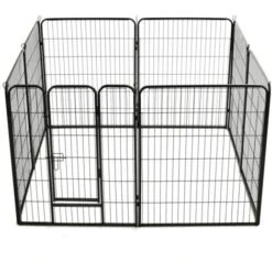 Box Per Cani Con 8 Pannelli In Acciaio 80x100 Cm Nero VidaXL -Cibi per cani in Italia 10329520 5