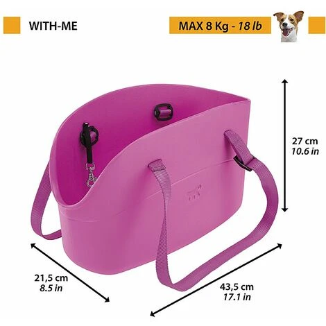 Ferplast WITH-ME Borsa In Resina Per Il Trasporto Di Cani Di Piccola Taglia. Vari Colori.. Variante - Misure: 21.5 X 43.5 X H 25 Cm - Fucsia 4 Ferplast WITH-ME Borsa In Resina Per Il Trasporto Di Cani Di Piccola Taglia. Vari Colori.. Variante - Misure: 21.5 X 43.5 X H 25 Cm - Fucsia - immagine 2