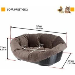 Ferplast SOFA' PRESTIGE Cuccia In Plastica Per Cani E Gatti Con Rivestimento Imbottito. Varie Misure. Variante 2 - Misure: 52 X 39 X H 21 Cm - Grigio -Cibi per cani in Italia 10505485 2