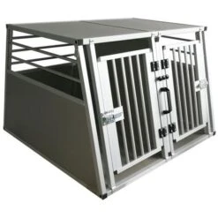 Trasportino Per Cani Da Auto Doppio Large Gabbia In Alluminio Per Animali Doppia Porta