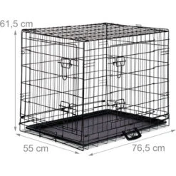 Relaxdays Gabbia Pieghevole Per Cani, Taglia Grande E Piccola, Box Con 2 Sportelli, Con Vaschetta, Metallo, Nero, Misura L -Cibi per cani in Italia 11090573 4