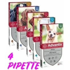 Bayer Advantix Antiparassitario 4 Pipette Da 0-4 / 4-10 / 10-25 / Oltre 25 Kg Taglia: 0-4 Kg