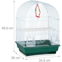 Relaxdays Gabbie Per Uccelli, Piccola, Cocorite, Canarini, Posatoio, Mangiatoia, HLP 49,5 X 34,5 X 28 Cm, Bianco/Verde -Cibi per cani in Italia 13338636 4