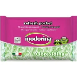 Inodorina Refresh Pocket Salviette Igienizzanti Con Clorexidina Per Cani E Gatti 15 Pz