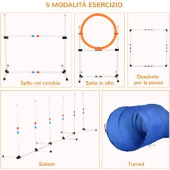 PawHut Set Per Addestramento Cani Con Salto, Tunnel, Slalom E Anello -Cibi per cani in Italia 14344667 4