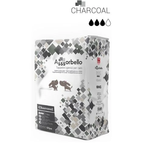 Ferribiella Multipack 6 Confezioni Assorbello Tappetini Igienici Carbone Attivo Charcoal Per Cani 60x60 4 Ferribiella Multipack 6 Confezioni Assorbello Tappetini Igienici Carbone Attivo Charcoal Per Cani 60x60 - immagine 2
