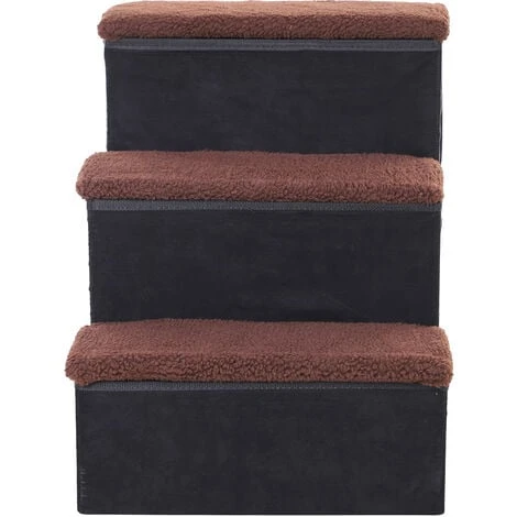 PawHut Scaletta Per Animali Domestici Con Vani Contenitore Marrone E Nero In Pile 6 PawHut Scaletta Per Animali Domestici Con Vani Contenitore Marrone E Nero In Pile - immagine 4