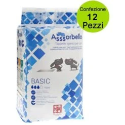 Ferribiella Multipack Da 12 Confezioni Basic Tappetini Igienici Per Cani Con Strisce Adesive 60x60 Cm
