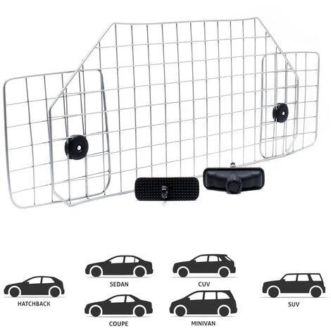 Griglia Divisoria Per Auto 90-128 Cm Divisorio Auto Per Cani Bagagli, Modello E 4 Griglia Divisoria Per Auto 90-128 Cm Divisorio Auto Per Cani Bagagli, Modello E - immagine 2