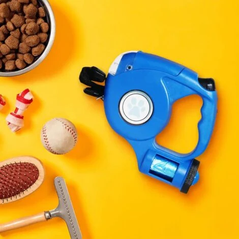 Guinzaglio Retrattile Con Torcia Led E Porta Sacchetti Per Cane Cani 4,6Mt Blu 4 Guinzaglio Retrattile Con Torcia Led E Porta Sacchetti Per Cane Cani 4,6Mt Blu - immagine 2