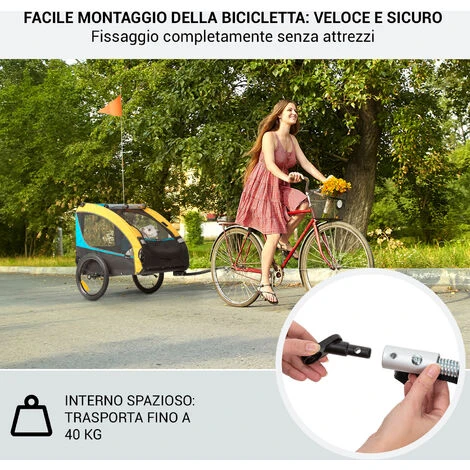 Klarfit Husky Race Rimorchio Da Bici Per Cani 282L 40kg Tela Oxford 600D Blu 4 Klarfit Husky Race Rimorchio Da Bici Per Cani 282L 40kg Tela Oxford 600D Blu - immagine 2