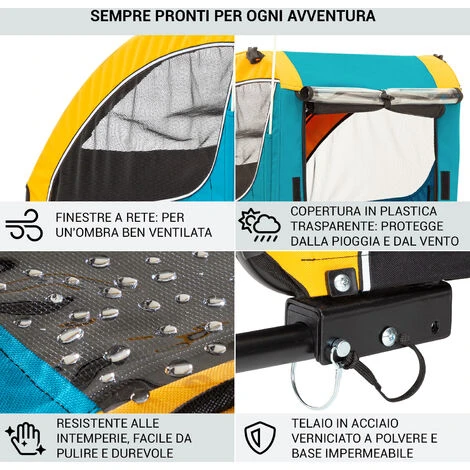 Klarfit Husky Race Rimorchio Da Bici Per Cani 282L 40kg Tela Oxford 600D Blu 7 Klarfit Husky Race Rimorchio Da Bici Per Cani 282L 40kg Tela Oxford 600D Blu - immagine 5