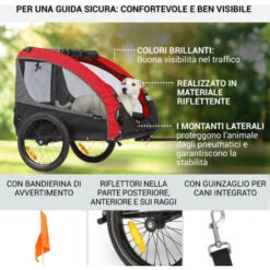 Klarfit Husky Race Rimorchio Da Bici Per Cani 282L 40kg Tela Oxford 600D Rosso -Cibi per cani in Italia 17575431 4