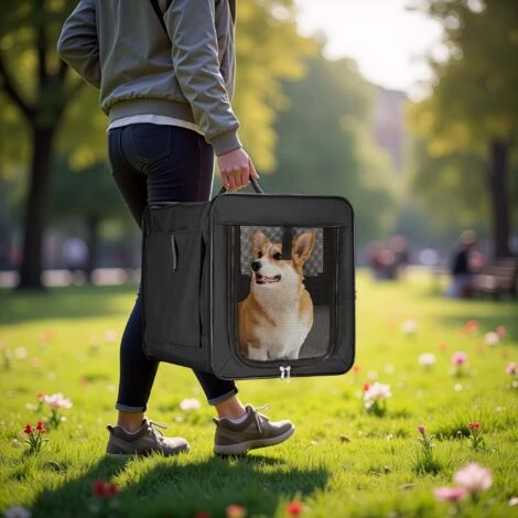 Trasportino Per Animali Domestici Pieghevole Taglia M (58x46x53 Cm) Trasporto Cani Gatti 4 Trasportino Per Animali Domestici Pieghevole Taglia M (58x46x53 Cm) Trasporto Cani Gatti - immagine 2