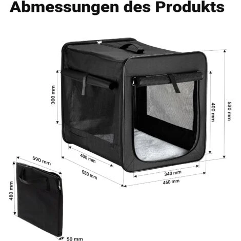 Trasportino Per Animali Domestici Pieghevole Taglia M (58x46x53 Cm) Trasporto Cani Gatti 5 Trasportino Per Animali Domestici Pieghevole Taglia M (58x46x53 Cm) Trasporto Cani Gatti - immagine 3