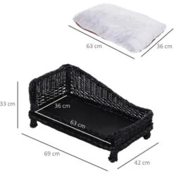 PawHut Lettini Per Cani Animali Domestici Chaise Longue In Vimini Con Cuscino Nero -Cibi per cani in Italia 18013077 3