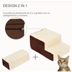 PawHut Scaletta Per Cani 3 Morbidi Gradini Rimovibili E Antiscivolo 54x40x39cm -Cibi per cani in Italia 18013082 4