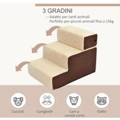 PawHut Scaletta Per Cani 3 Morbidi Gradini Rimovibili E Antiscivolo 54x40x39cm -Cibi per cani in Italia 18013082 5