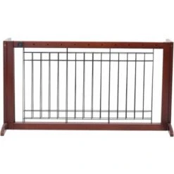 COSTWAY Cancelletto Per Cani Regolabile Con Piedistallo, In Legno Massello E Metallo, Ideale Per Cani Di Piccola/Media Taglia (100-180) X 45 X 53,5 Cm, Castano 11 COSTWAY Cancelletto Per Cani Regolabile Con Piedistallo, In Legno Massello E Metallo, Ideale Per Cani Di Piccola/Media Taglia (100-180) X 45 X 53,5 Cm, Castano -Cibi per cani in Italia 18190292 5