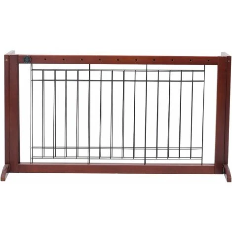 COSTWAY Cancelletto Per Cani Regolabile Con Piedistallo, In Legno Massello E Metallo, Ideale Per Cani Di Piccola/Media Taglia (100-180) X 45 X 53,5 Cm, Castano 7 COSTWAY Cancelletto Per Cani Regolabile Con Piedistallo, In Legno Massello E Metallo, Ideale Per Cani Di Piccola/Media Taglia (100-180) X 45 X 53,5 Cm, Castano - immagine 5