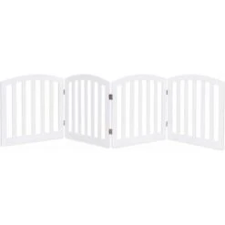 COSTWAY Cancelletto Per Cani Pieghevole In Legno Con 4 Ante, Ideale Per Cani Di Piccola/Media Taglia, Adatto A Scale, Soggiorno E Cucina, 246 X 61 Cm, Bianco