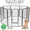 COSTWAY Recinto Per Cani Da Interno Ed Esterno, Recinzione Per Animali Domestici Con 8 Pannelli Di Metallo, Box Per Cani, Gatti E Conigli, 80 X 100 Cm