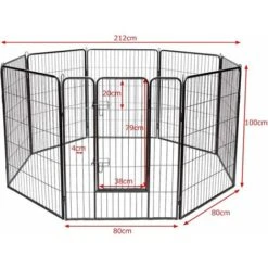 COSTWAY Recinto Per Cani Da Interno Ed Esterno, Recinzione Per Animali Domestici Con 8 Pannelli Di Metallo, Box Per Cani, Gatti E Conigli, 80 X 100 Cm -Cibi per cani in Italia 18190674 5