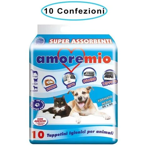 Amore Mio Tappetini Igienici Per Cani Cm 60x60 Basic Con Polimeri 10 Confezioni Da 10 Tappetini 5 Amore Mio Tappetini Igienici Per Cani Cm 60x60 Basic Con Polimeri 10 Confezioni Da 10 Tappetini - immagine 3