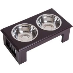 Pawhut Ciotola Rialzata Per Cani In Acciaio Inossidabile 43.7x24x15cm, 2 Piatti