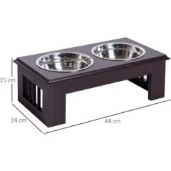 Pawhut Ciotola Rialzata Per Cani In Acciaio Inossidabile 43.7x24x15cm, 2 Piatti -Cibi per cani in Italia 18502633 3