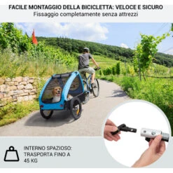 Klarfit Husky Rimorchio Da Bici Per Cani Ca. 250L 600D Oxford Canvas Blu -Cibi per cani in Italia 18679479 2