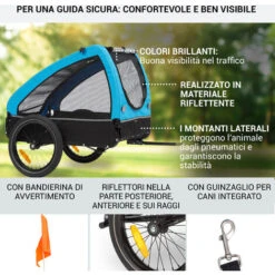 Klarfit Husky Rimorchio Da Bici Per Cani Ca. 250L 600D Oxford Canvas Blu -Cibi per cani in Italia 18679479 4