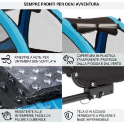 Klarfit Husky Rimorchio Da Bici Per Cani Ca. 250L 600D Oxford Canvas Blu -Cibi per cani in Italia 18679479 5