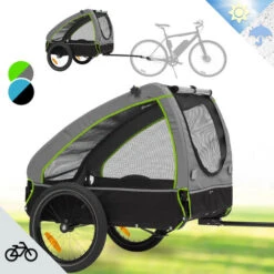 Klarfit Husky Rimorchio Da Bici Per Cani Ca. 250L 600D Oxford Canvas Verde