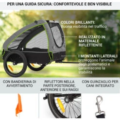 Klarfit Husky Rimorchio Da Bici Per Cani Ca. 250L 600D Oxford Canvas Verde 10 Klarfit Husky Rimorchio Da Bici Per Cani Ca. 250L 600D Oxford Canvas Verde -Cibi per cani in Italia 18679488 4