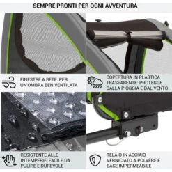 Klarfit Husky Rimorchio Da Bici Per Cani Ca. 250L 600D Oxford Canvas Verde 11 Klarfit Husky Rimorchio Da Bici Per Cani Ca. 250L 600D Oxford Canvas Verde -Cibi per cani in Italia 18679488 5