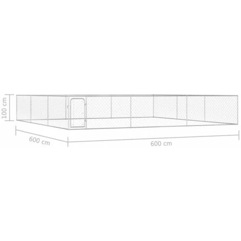 Canile Da Esterno In Acciaio Zincato 6x6x1 M VidaXL 5 Canile Da Esterno In Acciaio Zincato 6x6x1 M VidaXL - immagine 3