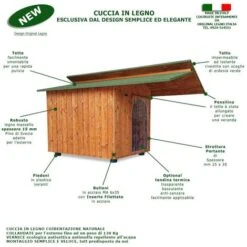 Cuccia In Legno Per Cani Da Esterno Rinforzata Mod. Alpi Pensilina Rosso MADE IN ITALY A - Chihuahua / Gatto L45 X P75 X 48H Senza TENDINA -Cibi per cani in Italia 19245522 3