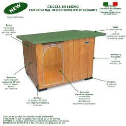 Cuccia In Legno Per Cani Da Esterno Rinforzata Mod. Italy Rosso MADE IN ITALY B - Barboncino L73 X P56 X 51H Senza TENDINA -Cibi per cani in Italia 19245529 3