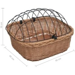 Cestino Anteriore Bici E Coperchio 50x45x35 Cm Salice Naturale VidaXL -Cibi per cani in Italia 19353086 3