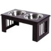 Pawhut Doppia Ciotola Rialzata Per Cani In Acciaio Inox E MDF 58.4x 30.5x 25.4cm -Cibi per cani in Italia 19484251 1