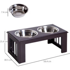 Pawhut Doppia Ciotola Rialzata Per Cani In Acciaio Inox E MDF 58.4x 30.5x 25.4cm -Cibi per cani in Italia 19484251 3