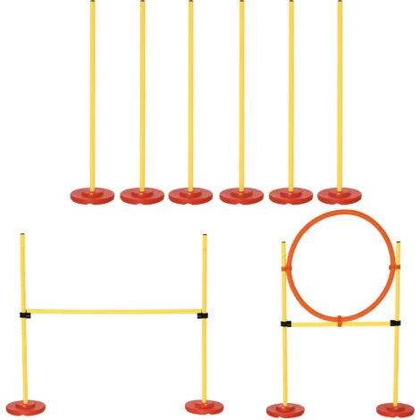 PawHut Set Agility Dog Con Paletti Ed Anello Regolabile Per Addestramento Cani 3 PawHut Set Agility Dog Con Paletti Ed Anello Regolabile Per Addestramento Cani
