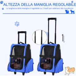 PawHut Trolley Zaino Trasportino Per Animali Domestici Blu -Cibi per cani in Italia 19954455 5
