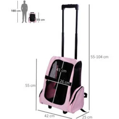 Pawhut - Trolley Zaino Di Viaggio Per Animali Domestici Multiuso 2 In 1 In Panno Di Oxford 36 X 30 X 49cm Rosa -Cibi per cani in Italia 20295975 3